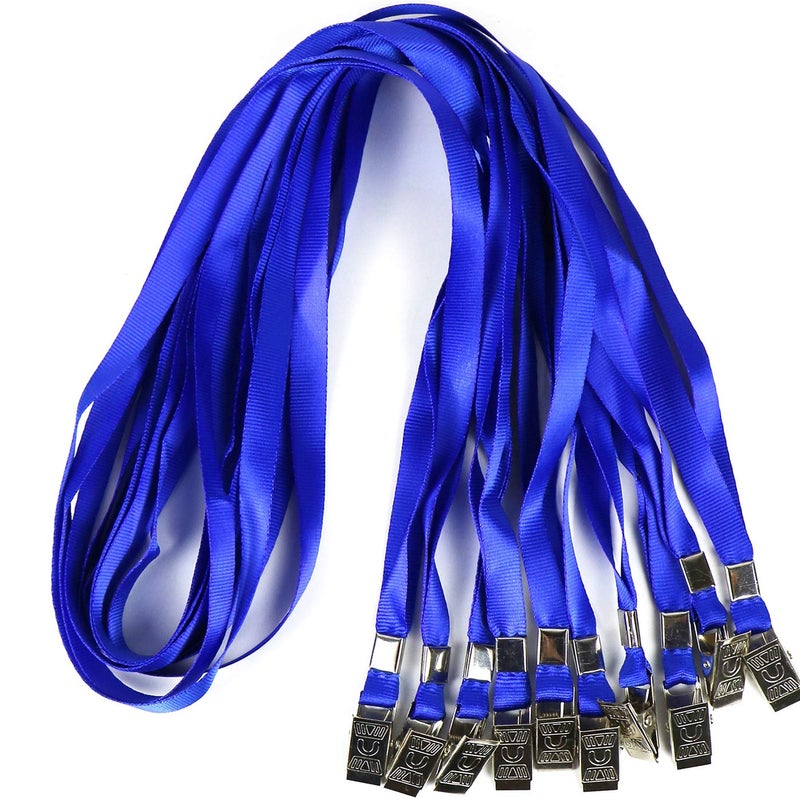 Ollain Lanyards for Id Badges Nylon Neck Flat Cruise Lanyard Bulldog Clips Durably Lanyards for Men Women Office ID Name Tags and Badge Holders (Blue, 50 Pack) - Image 1